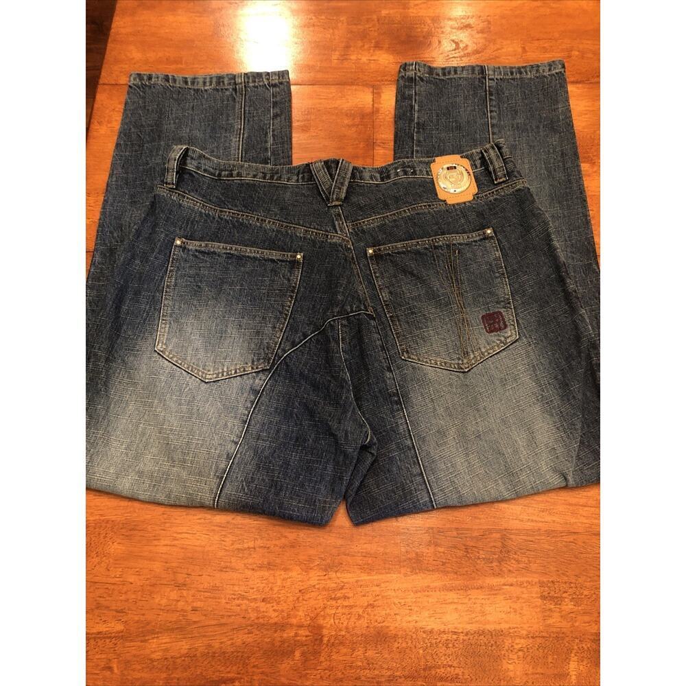 Vtg Phat Farm Jeans Men 40x33 Y2K Baggy Skater Hip Hop Blue Denim Hong Kong